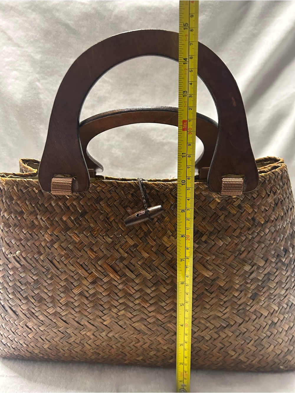 Vintage St. John's Bay brown woven handbag medium handle handbag purse - Picture 10 of 11